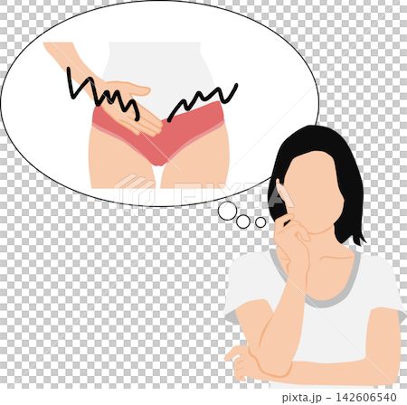 描繪女性因私密部位問題而煩惱的插圖。 描繪女性因私密部位問題而煩惱的插圖。 142606540