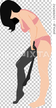 Illustration of a woman wearing stockings Illustration of a woman wearing stockings 142606542