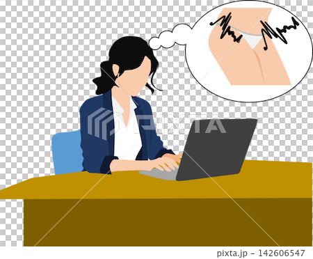 描繪女性因私密部位問題而煩惱的插圖。 142606547