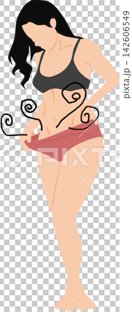 描繪女性因私密部位問題而煩惱的插圖。 描繪女性因私密部位問題而煩惱的插圖。 142606549