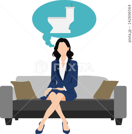 トイレに行きたい女性のイラスト トイレに行きたい女性のイラスト 142606564