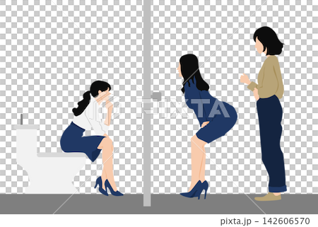 一幅女性上廁所的插圖 一幅女性上廁所的插圖 142606570