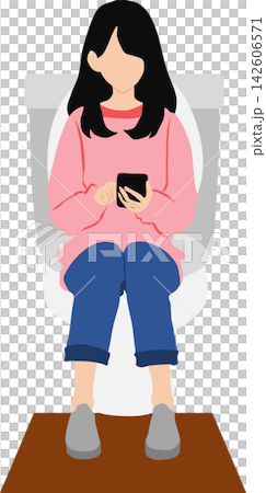 Illustration of a woman going to the toilet Illustration of a woman going to the toilet 142606571
