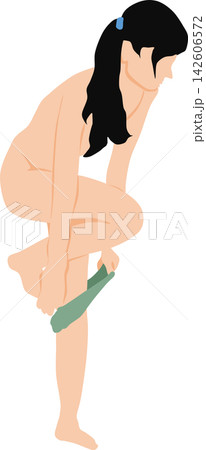 下着を脱ぐ女性のイラスト	 142606572