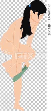 下着を脱ぐ女性のイラスト	 142606572