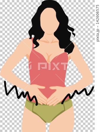 描繪女性因私密部位問題而煩惱的插圖。 描繪女性因私密部位問題而煩惱的插圖。 142606575
