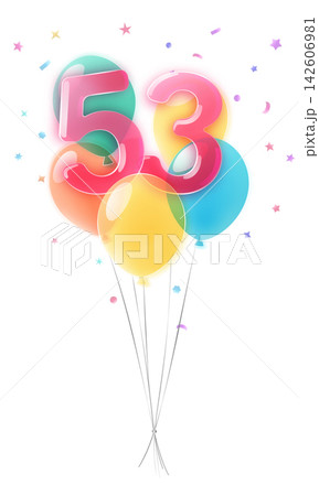 Birthday number 53 with balloons. 142606981