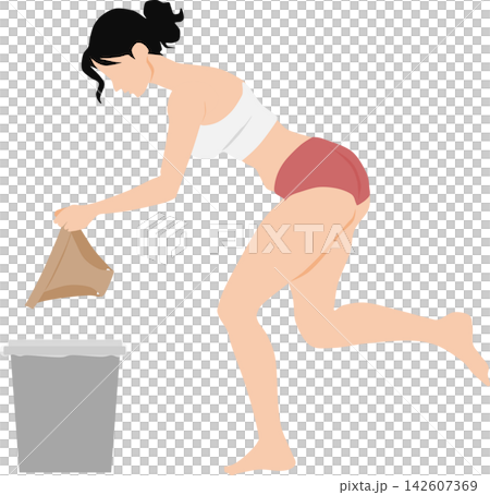 丟棄舊內衣的示意圖。 142607369
