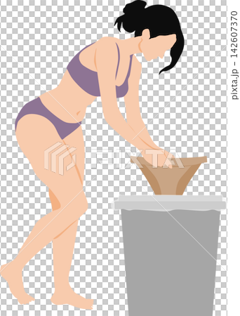 使い古した下着を廃棄するイラスト 使い古した下着を廃棄するイラスト 142607370