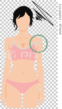 ブラ紐が外れてしまった女性のイラスト ブラ紐が外れてしまった女性のイラスト 142607372