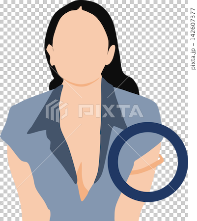 ブラ紐が外れてしまった女性のイラスト ブラ紐が外れてしまった女性のイラスト 142607377
