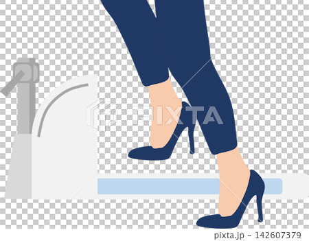 トイレに行く女性のイラスト トイレに行く女性のイラスト 142607379