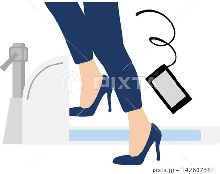 トイレにスマホを落とすイラスト トイレにスマホを落とすイラスト 142607381