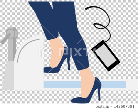 トイレにスマホを落とすイラスト トイレにスマホを落とすイラスト 142607381