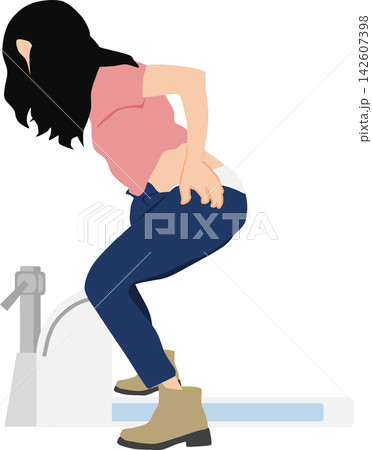 トイレに行く女性のイラスト	 142607398