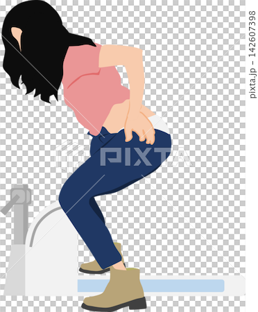 一幅女性上廁所的插圖 一幅女性上廁所的插圖 142607398