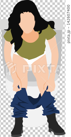 一幅女性上廁所的插圖 一幅女性上廁所的插圖 142607400