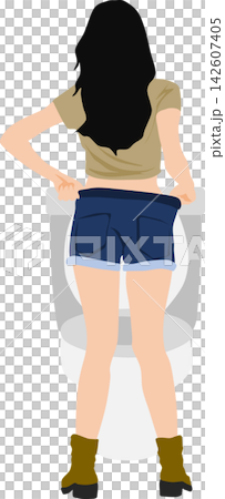 一幅女性上廁所的插圖 一幅女性上廁所的插圖 142607405