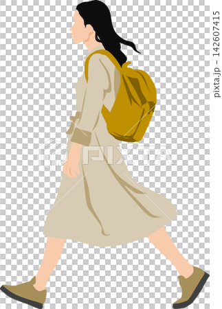一個背著背包的女人的插圖 一個背著背包的女人的插圖 142607415