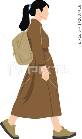 リュックを背負った女性のイラスト リュックを背負った女性のイラスト 142607416