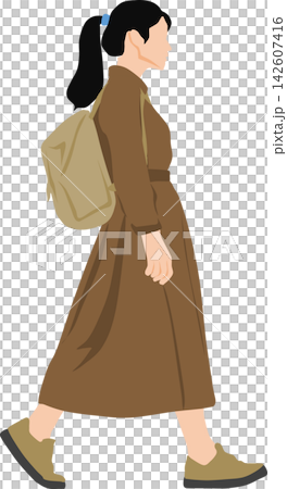 一個背著背包的女人的插圖 一個背著背包的女人的插圖 142607416