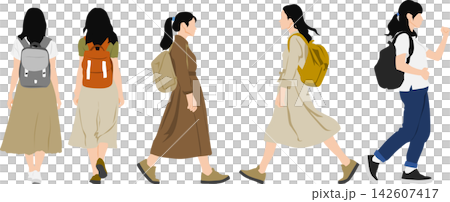 一個背著背包的女人的插圖 一個背著背包的女人的插圖 142607417