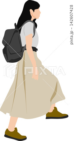 リュックを背負った女性のイラスト 142607428