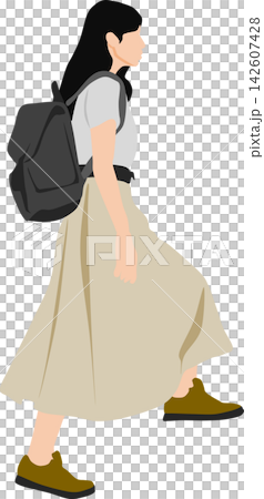 リュックを背負った女性のイラスト 142607428