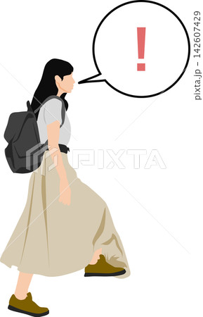 ロングスカートのすそを踏んづける女性のイラスト ロングスカートのすそを踏んづける女性のイラスト 142607429