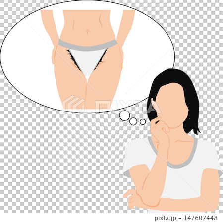 描繪女性因私密部位問題而煩惱的插圖。 描繪女性因私密部位問題而煩惱的插圖。 142607448