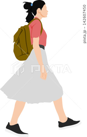 リュックを背負った女性のイラスト 142607450