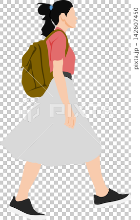リュックを背負った女性のイラスト 142607450