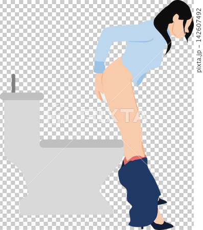一幅女性上廁所的插圖 一幅女性上廁所的插圖 142607492