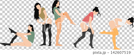一位穿著絲襪的女性的插圖 142607519