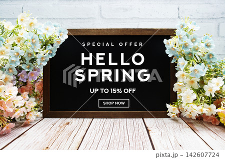 Spring Sale 15% off Promotion Offer Discount Retail Shopping Concept Spring Sale 15% off Promotion Offer Discount Retail Shopping Concept 142607724