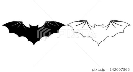 Black Bat Silhouette and Line Art Logo Vector Set Black Bat Silhouette and Line Art Logo Vector Set 142607866