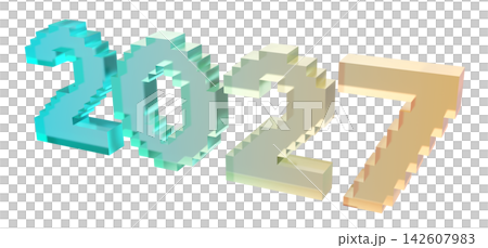 2027 漸層效果玻璃變形風格體素 3D 排版素材 142607983