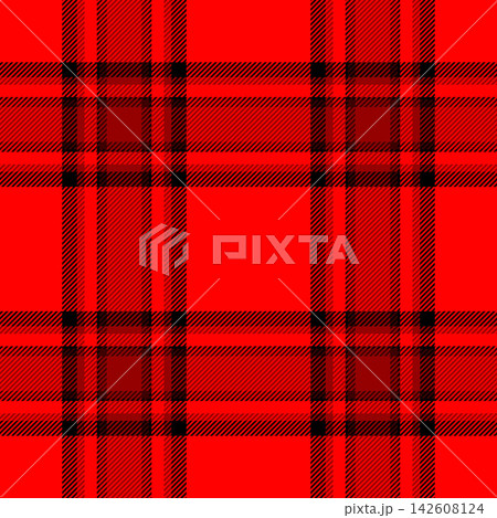 Cotton textile tartan background, paint seamless vector plaid. Material texture check pattern fabric in red and black colors. 142608124