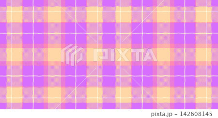 A traditional textile surface with tartan plaid checks and a tactile woven fabric finish. Purple and orange tones create classic fabric heritage in a seamless design for surface design. A traditional textile surface with tartan plaid checks and a tactile woven fabric finish. Purple and orange tones create classic fabric heritage in a seamless design for surface design. 142608145