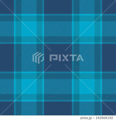 Britain seamless pattern tartan, thread fabric texture plaid. Machinery textile background vector check in cyan and blue colors. Britain seamless pattern tartan, thread fabric texture plaid. Machinery textile background vector check in cyan and blue colors. 142608192