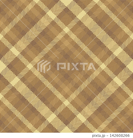 Simplicity texture tartan vector, ragged seamless check background. Goose fabric plaid pattern textile in orange and yellow colors. 142608266