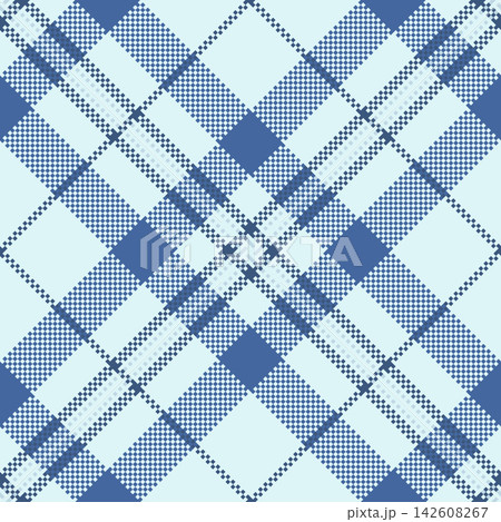 Long fabric background seamless, stitch vector textile plaid. Jersey pattern texture tartan check in blue and light colors. 142608267