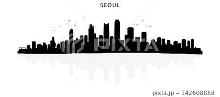 Seoul city skyline silhouette Seoul city skyline silhouette 142608888