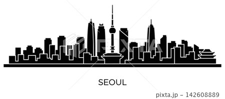 Seoul city skyline silhouette, south korea Seoul city skyline silhouette, south korea 142608889