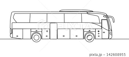 Side view of a modern coach bus line art illustration Side view of a modern coach bus line art illustration 142608955