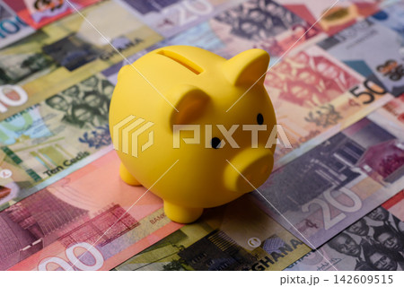 A piggy bank as a concept for storing, accumulating, and saving financial resources. A piggy bank 142609515
