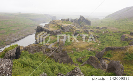 Jokulsargljufur National Park on a raining day, Iceland 142609852