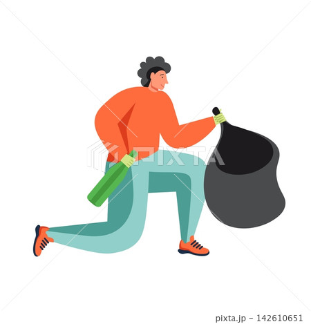Waste collection and street cleaning, vector flat isolated illustration Waste collection and street cleaning, vector flat isolated illustration 142610651