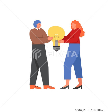 Office people with light bulb, vector flat style design illustration Office people with light bulb, vector flat style design illustration 142610678