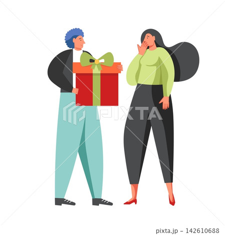 Celebration party couple, vector flat isolated illustration Celebration party couple, vector flat isolated illustration 142610688